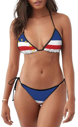 QHZLY Flag of Cape Verde Women's Bikini Set L Swimsuit - Comfortable Swimwear for Beach, Pool & Vacation