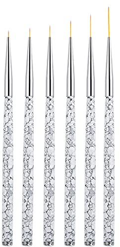6 Pièces Pinceaux en Détail à Ongles, Pinceaux en Détail à Ongles Trousse, Pinceaux Peinture Professionnels Détail Ensemble de Pinceaux,pour dessiner des lignes DIY Nail Art Designs