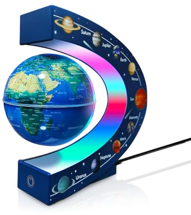 Globo flotante levitante magnético con luces LED, lámpara de globo con marco C para hombres, padre, marido, niños, niñas y niños, nueve sistemas solares planetarios, regalo de tecnología genial