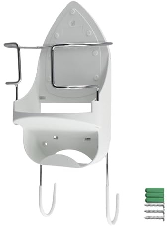 KHASCBNF Soportes para Planchas Colgador de Tabla Hierro, Soporte Pared eléctrico for y Planchar, Estante Organizador Almacenamiento con Ganchos extraíbles