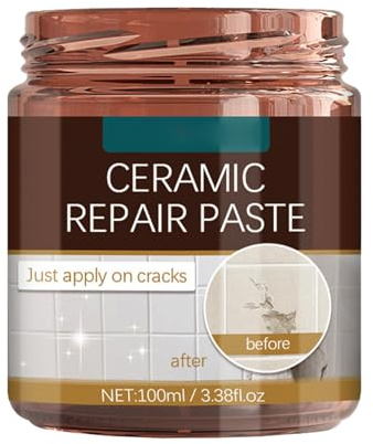 KOAHDE Pasta per Riparazione di Crepe in Porcellana,Pasta Per Riparazioni Ceramica,Adesione per Riparazione Di Graffi In Ceramica,100ML,1PC,Risolvi Rapidamente Schegge di Piastrelle,Crepe