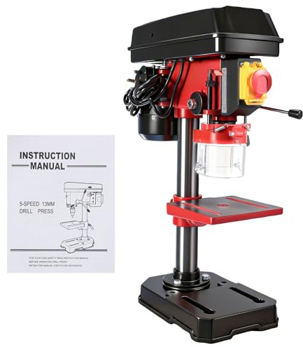 ISINEVER New Heavy Duty Bench Drill Press, 300W 9 Speed Rotary Pillar Electric Drilling Machine