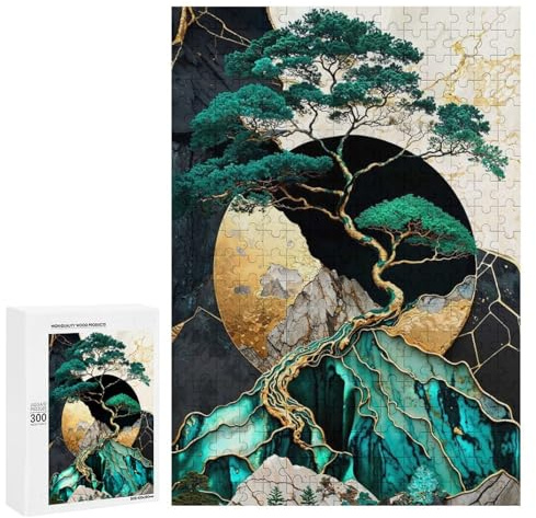Golden Bonsai Tree Summit – Displayable Picture Puzzle, 300 PCS, Gift for Winter Evenings, for Screen-Free Relaxation at Home