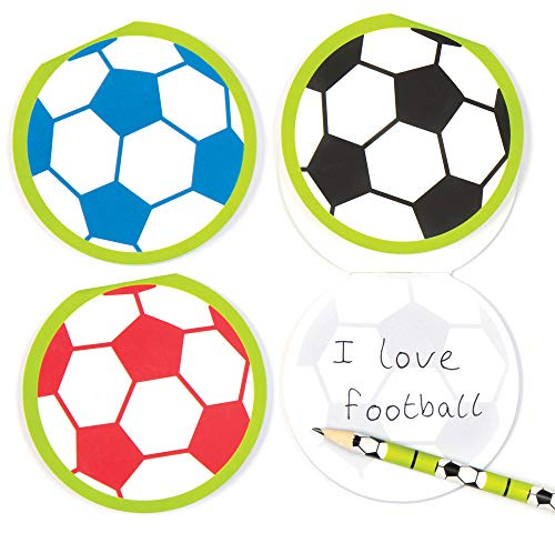 Baker Ross AC896 Football Memo Pads - Pack of 6, Small Drawing, Writing Pad Perfect for Kids Goodie Bags, Halloween Party Favours, Good Behavior Rewards or Birthday Present