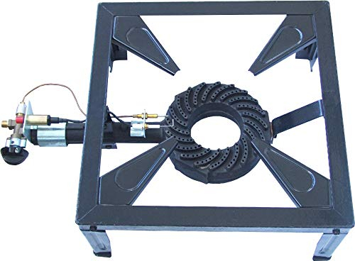 Brenner 7.5kW Iron Gas Burner Stove – Heavy-Duty LPG Propane Butane Cooker with Thermocouple & Piezo Ignition – 4-Support Boiling Ring for Camping, Outdoor Catering & Kitchen Cooking
