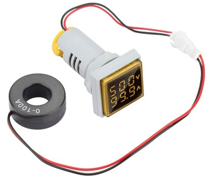Voltmetro Amperometro Digitale AC, Display LED 60-500V 0-100A, Misuratore Tensione Corrente da Pannello 22mm, Monitoraggio Elettrico per Quadro Domestico e Industriale