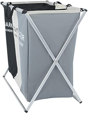 BALLSHOP Foldable Laundry Basket Laundry Organiser Washable Large Washing Basket Folding Washing Storage Bin with 3 Compartment for Bathroom Bedroom Home College
