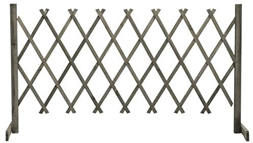 Garten-Rankzaun, Massivholz Tanne 150x80 cm erweiterbar, graue Lasierung, für Kletterpflanzen und Gartengestaltung