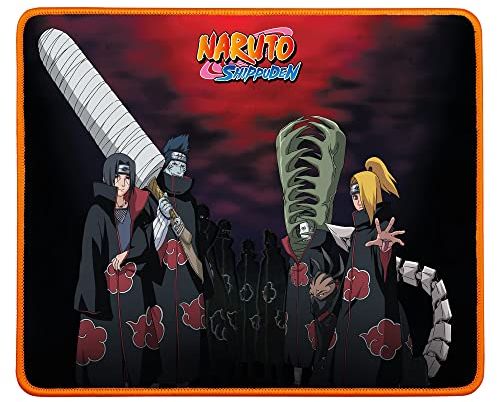 Konix Naruto Shippuden Tappetino per mouse gaming da 32 x 27 cm - Base antiscivolo in gomma - Design Akatsuki