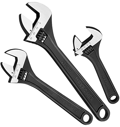 MaxPower 3 Pezzi Chiave Regolabile Set 150mm/200mm/250mm Apertura Massima 20mm/25mm/30mm Chiave a Rullino Chiave Inglese Regolabile