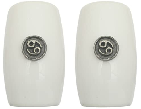 Cancer Zodiac China Salt and Pepper Shakers Cruet Set Modern White CSP 60