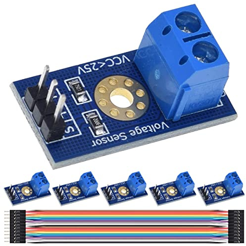 DAOKAI 6 pezzi Modulo di rilevamento della tensione CC 0-25 V Sensore tester di tensione per Arduino con cavo jumper