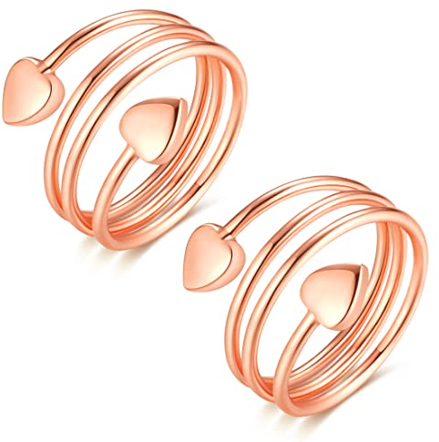 Vicmag Kupfer Magnetringe für Frauen Männer Ultrastarke Magnete 99,99% reines Kupfer Einstellbare Größe mit Geschenkbox (Roségold Liebe)