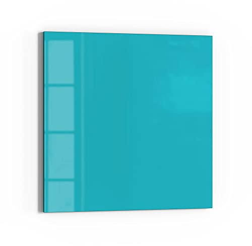 DEQORI Glas-Magnettafel | 30x30 cm groß | Unifarben - Türkis | Memo-Board aus Glas | Magnetboard inkl. Magnete, Stift & Tuch für Küche & Büro | Tafel magnetisch & beschreibbar