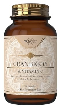 Sky Premium Life Cranberry Supplements - 60 Cranberry Capsules High Strength with Vitamin C for Immune Support | Cranberry Capsules in 10:1 Extract | 2 Month Supply