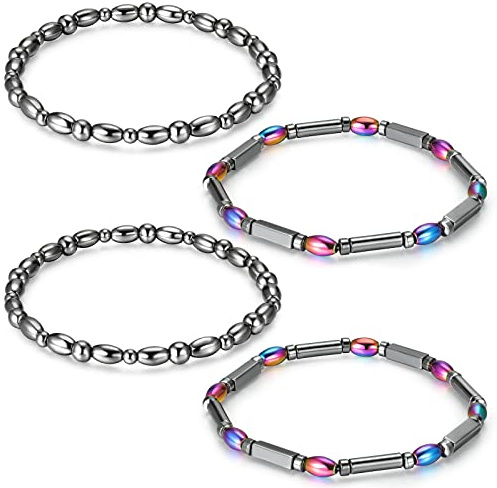 Herdear 4 Pcs Magnetic Hematite Ankle Bracelets for Women Men Beaded Magnetic Anklets Bracelets Energy Anklets Foot Jewelry Ankle Chain, 2 Styles