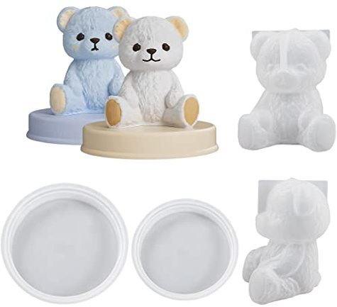 HyzaPhix 4pcs Bären Silikonform 3d Bär GießFormTeddybär Eisformen Eiswürfelformen Tiere Teddy Bear Resin Silicone Mold für Selber Basteln Kerzen, Seife,Ornament Dekoration (Bären)