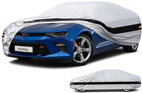 Holthly 10 Layer Coupe Car Cover Waterproof All Weather for Automobiles,100% Waterproof Outdoor Car Covers Rain Snow UV Dust Protection. Custom Fit for Ford Mustang,Chevy Camaro,Porsche 911,etc