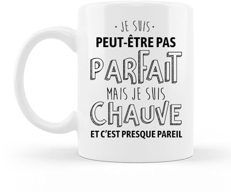 Encre et créations Mug céramique - Je ne suis pas parfait, mais je suis chauve | Idée cadeau humour