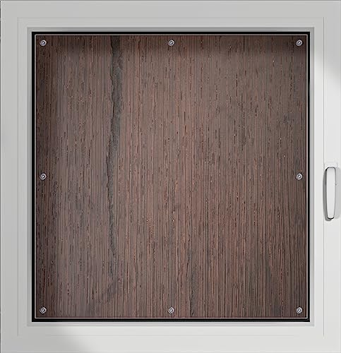 Wallario Lichtschutzbild, Dekorativer Sichtschutz Sonnenschutz 96 x 93 cm mit Motiv: Holz-Optik Textur dunkelbraunes Holz - Verdunklungsrollo ohne Bohren