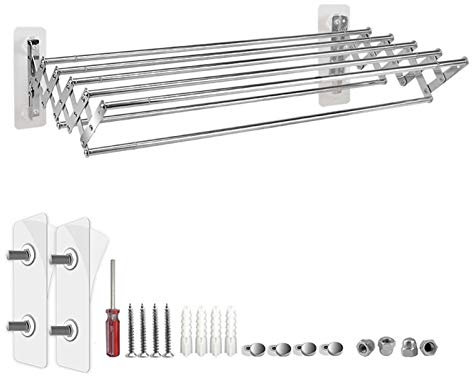 MAKIVI Wandmontierter Handtuchhalter, Balkon, Edelstahl, teleskopischer, wandmontierter Wäscheständer für den Haushalt, rostfrei und platzsparend, Innen- und Außenaufhänger für Wäsche, Badezimmer,