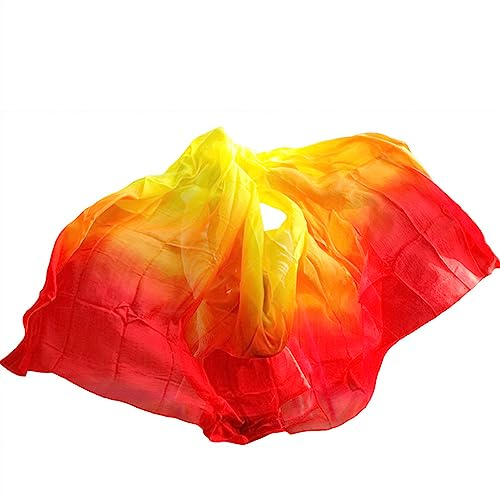 Bauchtanz Schleier Seidenschleier, handgefertigt, gefärbt, chinesischer echter Seidenschleier, Schal, Schal, Kostüme, Zubehör, Bauchtanzschleier. Bauchtanz-Kostüm ( Color : Color 4-YE , Size : XXL- 40