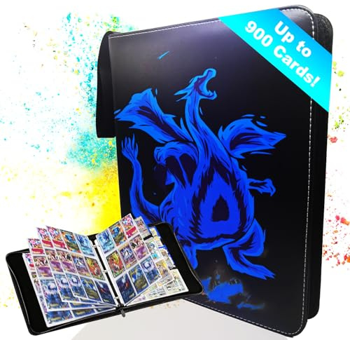 NAMATCG Premium Sammelkarten Album – 900 Karten Kapazität, 50 Seiten, Wasserdichtes PU-Leder, Kompatibel mit MTG, Yu-Gi-Oh, GX EX Trainer, Ninjago & Sportkarten, Sammelmappe mit Reißverschluss