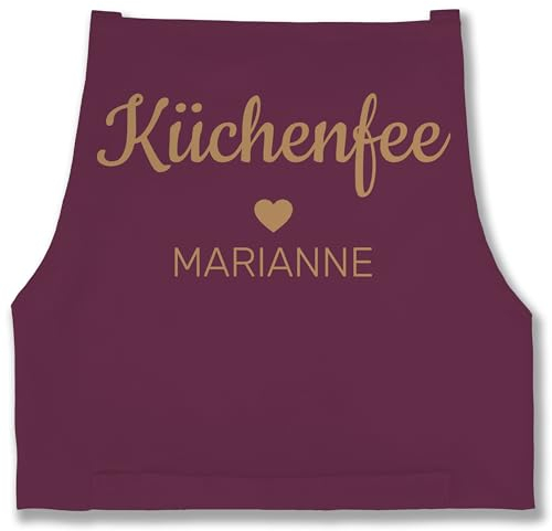 Schürze - Kochschürze Damen Frauen - Küchenfee mit Name I Geschenk Köchin I Geschenk Kochen - 85x69 - Aubergine - küche frau kochschuerze koch kochschürzen personalisierte geschenke