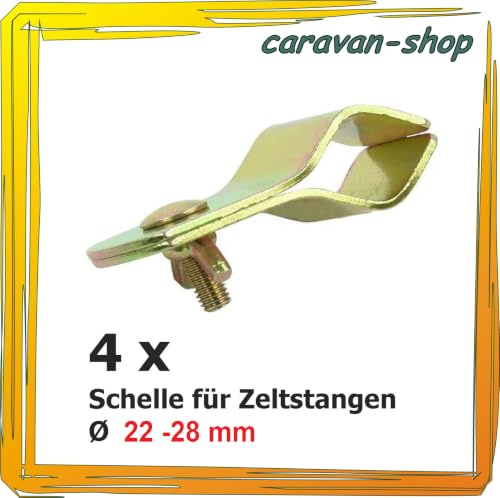 4 x Rohrschelle 22-28 mm, Rohrklemme Schelle Zeltstange - Vorzelt, Camping