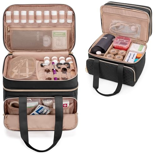Yarwo Tasche für medizinische Versorgung, Ersthelfer, Krankenschwestertasche mit Griff, tragbare Notfall-Kits, Trauma-Organizer mit mehr Stauraum für medizinische Versorgung, Schwarz