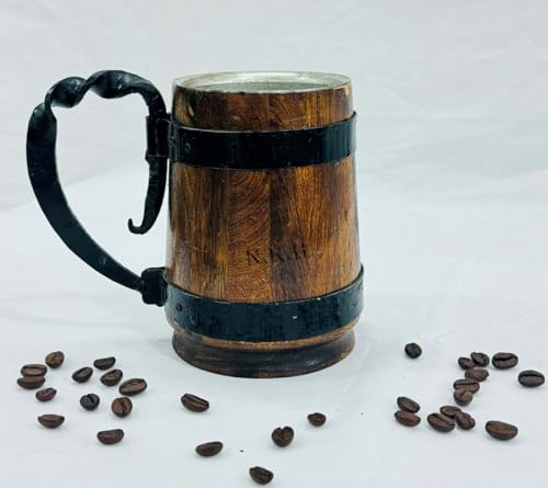 Nautical Replica Hub Handmade Engraved Wooden Brown Rustic Beer Mug Coffee/Tea/Drink Tankard Viking Mug Wooden Tankard Drinking Mug Home Decor Gift