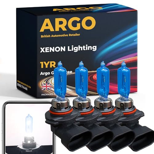 Argo 4Pcs Hb3 headlight bulb Xenon White 100w 6000k 12V Main Dipped High Low Beam 9005 P20D Super Bright Halogen Upgrade Front Fog Light Lamp Car DRL Daytime Running Lights Bulbs