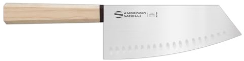 Ambrogio Sanelli, Coltello da Cucina Professionale Hexagon, Coltello Orientale con Lama 18 cm in Acciaio Inox all'Azoto e Manico Esagonale, Coltelli Professionali in Stile Giapponese, Made in Italy
