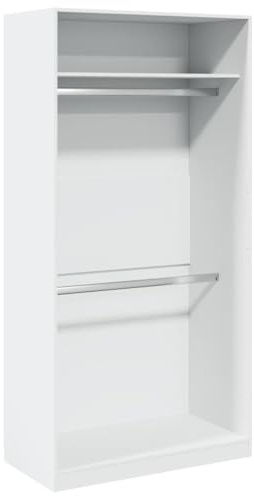 vidaXL Garderob vit 100x50x200 cm konstruerat trä, hatthyllor, klädstång, klädförvaring, klädskåp, klädstänger, jackhängare, garderob, garderober