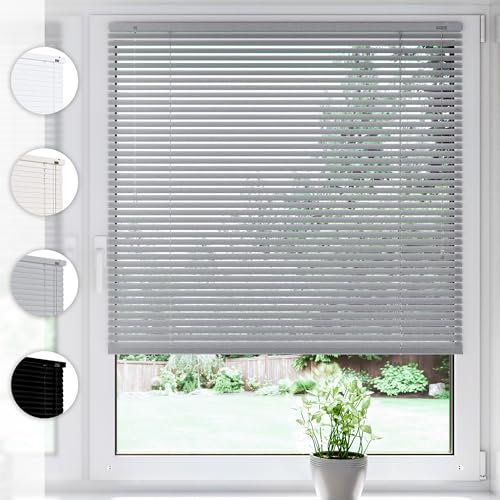 SONELLO Aluminium Jalousie 40cm x 175cm Silber Alu Jalousie Klemmfix ohne Bohren Sichtschutz Blendschutz Lichtschutz Sonnenschutz für Fenster und Türen