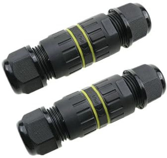 IP68 Waterproof Outdoor Inline Cable Connector, Conductor,Extension Electrical Cable Protector for Cable Diameter Ø5mm-8mm (Pack of 2)