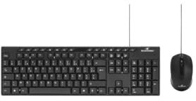Bluestork - Pack de Teclado de ratón con Cable USB - AZERTY ergonómico y ratón con Cable receptivo - Conjuntos de Teclado y ratón, silencioso, conexión fácil, Comodidad - PC/Linux