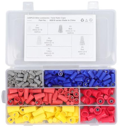 Baxnore 320PCS Connettori per cavi, Cappucci per dadi elettrici in PVC, Cappucci per cavi colorati, Connettori elettrici, Cappucci per cavi portatili