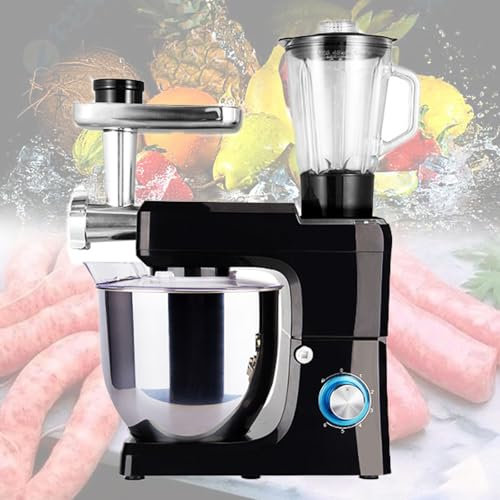 CWCQGH Impastatrice Verticale Multifunzione, Robot da Cucina, Robot da Cucina, frullatore, spremiagrumi da 1,5 l, Robot da Cucina, Ciotola per impastare in Acciaio Inossidabile da 1500 W, Nero