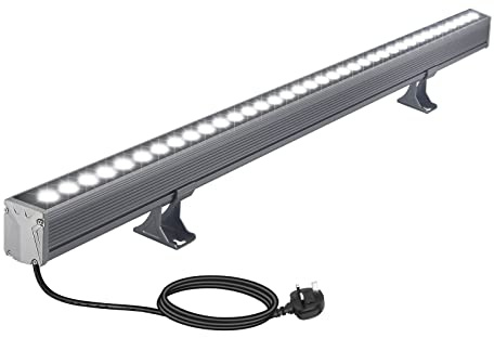 Yasotek LED Floodlight Outdoor 6000K IP65 Waterproof – 1m Heavy-Duty Wall Washer Light Bar with UK Plug