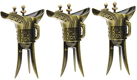 Alipis 3 Tazze Decorative in Bronzo Antico Stile Cinese Da Bere Retrò Da Bere