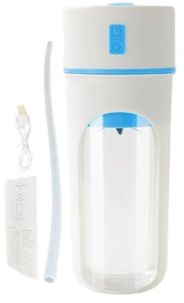 Licuadora De Vaso Mezcladora,Batidora Portátil Personal - Multiusos con Pajita Recargable y Botella de Agua 480 ml para Bebidas Deportivas, Frutas, Viajes, Camping, Senderismo y
