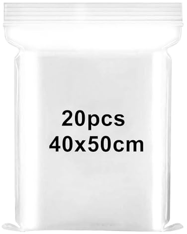Bolsa con cremallera grande transparente celofán 40 x 50 cm bolsas de plástico retráctiles bolsa cremallera para ropa camiseta pantalones de almacenamiento, 20 piezas