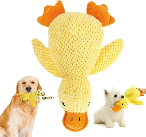 YceLon Anti Stress Ente für Hunde, Unzerstörbares Hundespielzeug, Gelbe Ente für Zahngesundheit, Robustes Kauspielzeug für Große und Kleine Hunde