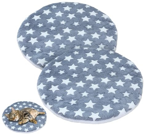 DONGKER Tappetino Rotondo per Gatti da 40 cm, 2 Pezzi Cuccia per Gatto in Pile di Corallo Bifacciale, Cuscino per Gatti Lavabile per Animali Domestici per Letti Tiragraffi Cucce Divano