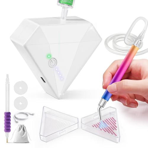 AUTOPkio Diamond Painting Stift Elektrisch, Vakuum 3 Einstellbare Saugstufen Diamond Painting Stifte, Kabelloser Diamant Painting Zubehör Stift Wiederaufladbar