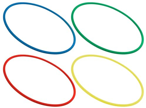Gymnastikreifen aus Kunststoff, Set: je 1x blau, grün, rot, gelb