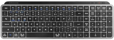 Mars Gaming MK-SILENKEYS, Trådlöst Full-Format Kompakt Tangentbord, Låg Profil, Tysta Saxbrytare, Copilot AI-tangent, Bluetooth 5.1 Dual + 2.4GPRO, Batteri 200h, PC/Mac, Portugisiska, Svart