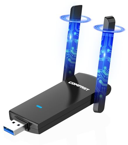 COMFAST Chiavetta WiFi, Adattatore USB per WiFi 1300Mbps USB3.0 Doppia Banda con 2 Antenna, Sicurezza WPA2, Adattatore USB Wireless Installazione Rapida Compatibile Win7/8/8.1/10 e Mac 10.9~10.15