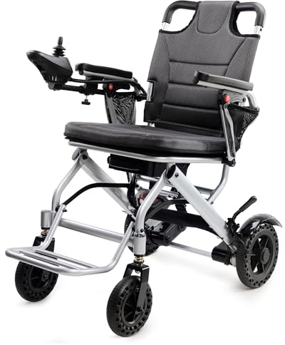 WalkFeel Elektrischer Rollstuhl faltbar leicht (15 kg) – Elektrorollstuhl für Senioren, Reichweite bis 24km, für Flugreisen zugelassen, 360W Doppelmotor, Rollstuhl elektrisch mit 12AH Lithium-Batterie